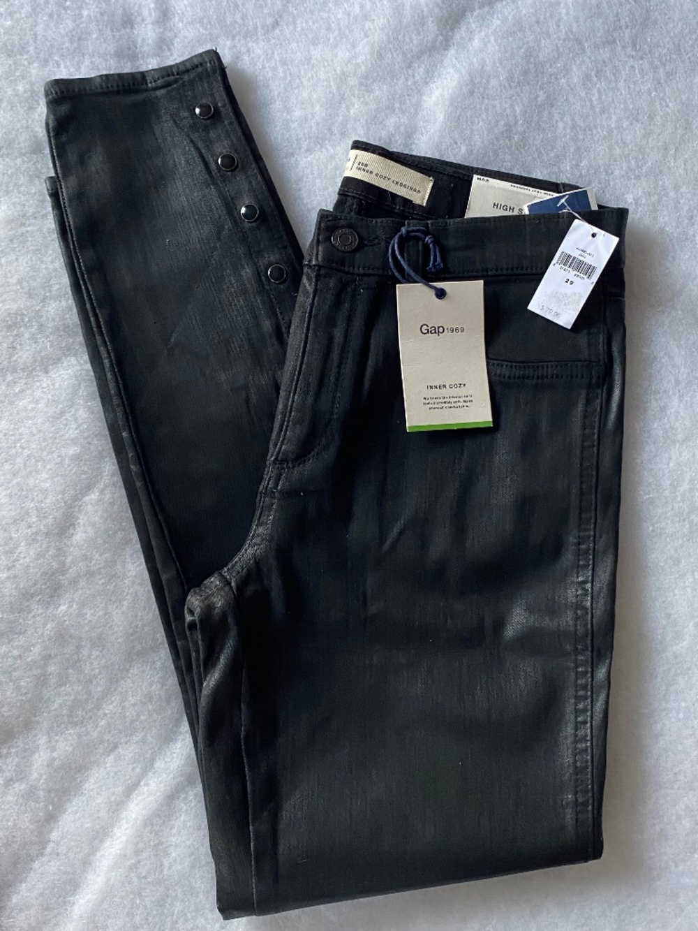 GAP 1969 High Stretch Inner Cozy Leggings, color Black, Size 29R - NWT